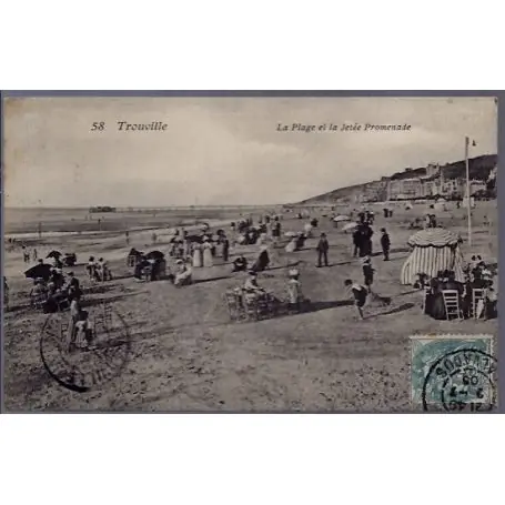 Super Prix Carte postale 14 - Trouville - La plage et la jetee Promenade - Voyage - Dos divise...