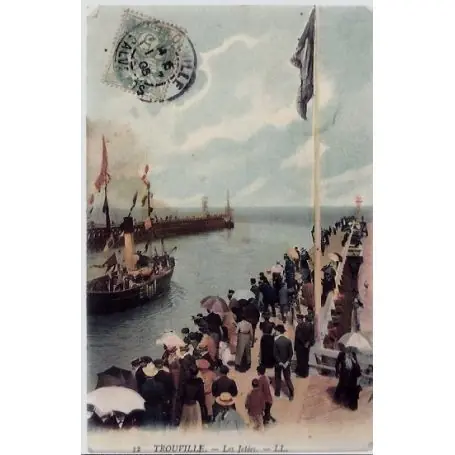 Fait Main Carte postale 14 - Trouville - Les jetees - Voyage - Dos divise...
