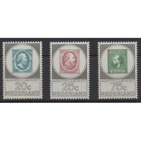 Premium Pays-Bas - 1967 - No 852/854 - Timbres sur timbres - Exposition - Philatélie
