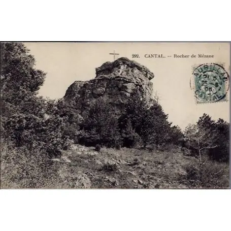 Marque Carte postale 15 - Cantal - Rocher de Mezane - Voyage - Dos divise...