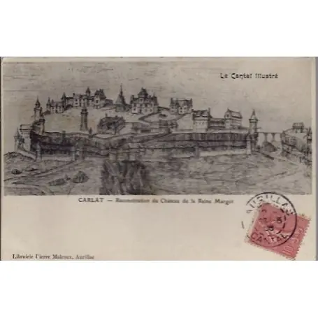 Carte postale 15 - Carlat - Reconstitution du chateau de la Reine Margot - Voyage - Dos di... Expédition Rapide