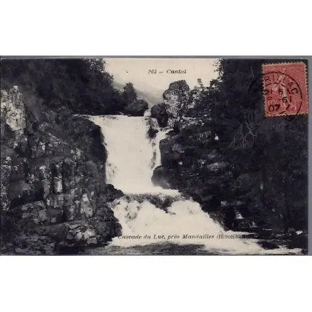 Garantie Incluse Carte postale 15 - Cascade du Luc, pres Mandailles - Voyage - Dos divise...