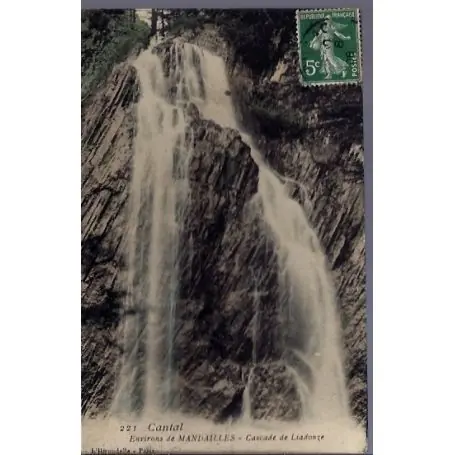 Carte postale 15 - Environs de Mandailles - Cascade de Liadouze - Voyage - Dos divise... Offre Limitée