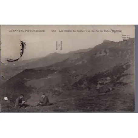 Carte postale 15 - Les Monts du Cantal - Vus du col de Cabre- Voyage - Dos divise... Marque