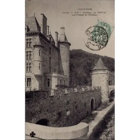 Carte postale 15 - Pestel - Le chateau de Pestel - les fosses du chateau - Voyage - Dos di... En Vogue