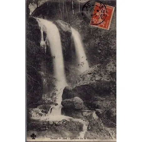 Premium Carte postale 15 - Pres de Vic-sur-Cere - Cascade de la roucole - Voyage - Dos divise...