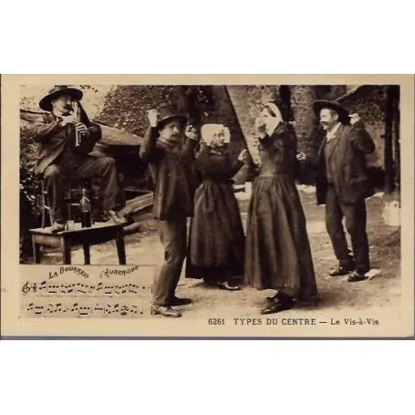 Carte postale 15 - Types du centre - Le vis-a -vis - villageois dansant - Non voyage - Dos di Meilleure Vente