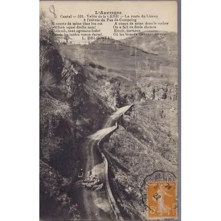 Carte postale 15 - Vallee de la Cere - Route du Lioran Populaire