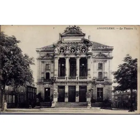 Carte postale 16 - Angouleme - Le theatre - Voyage - Dos divise Retour Gratuit