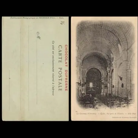 Carte postale 16 - La Couronne - Eglise - Nef prise de l'entree - Chocolat Dufresne Acheter Direct