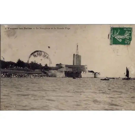 Carte postale 17 - Fouras-les-Bains - Le semaphore et la grande plage - Voyage - Dos divi... Vente Directe