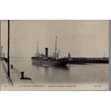 Marque Carte postale 17 - La pallice-Rochelle - Paquebot sortant de l'avant-port - Voyage - Dos d...