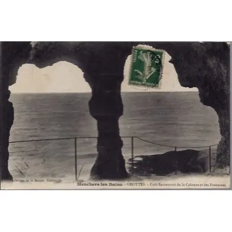 Carte postale 17 - Meschers-les-Bains - Grottes - Cafe-restaurant de la colonne et des fon... Prix Cassé