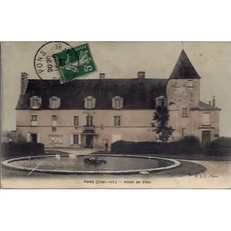 Gros Lot Carte postale 17 - Pons - Hotel de ville - Voyage - Dos divise...