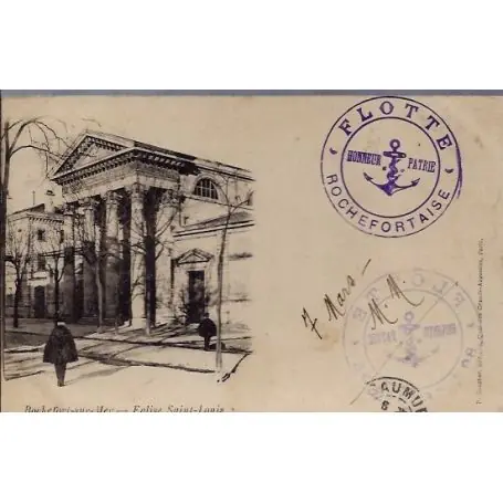 Carte postale 17 - Rochefort-sur-Mer - Eglise Saint-louis - Cachet de la flotte rochefor..." En Vogue