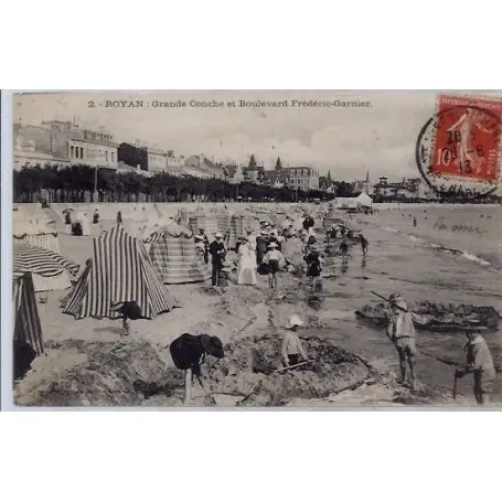 Retour Gratuit Carte postale 17 - Royan - Grande conche et boulevard Frederic Garnier - Voyage - Dos divi...