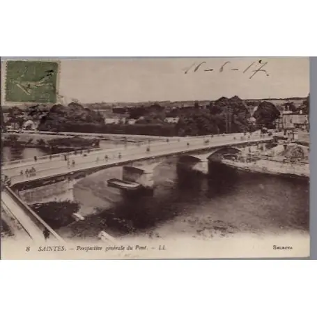 Carte postale 17 - Saintes - Perspective generale du pont - Voyage - Dos divise... Commander Maintenant