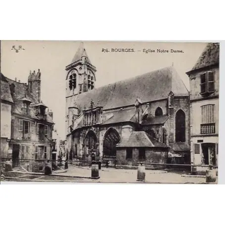 Carte postale 18 - Bourges - Eglise Notre Dame - Voyage - Dos divise Bon Plan
