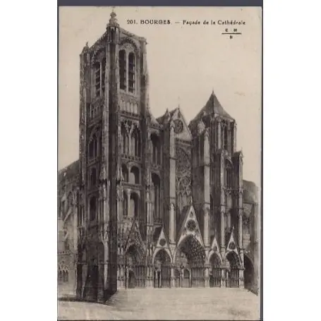 Carte postale 18 - Bourges - Facade de la cathedrale - Voyage - Dos divise... Nouvelle Collection