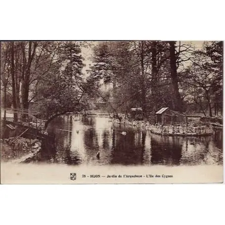 Fait Main Carte postale 21 - Dijon - Jardin de l'Arquebuse - l'Ile des cygnes - Non voyage - Dos divis