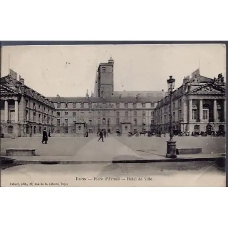 Prix Choc Carte postale 21 - Dijon - Place d' Armes - Hotel de Ville- Voyage - Dos divise...