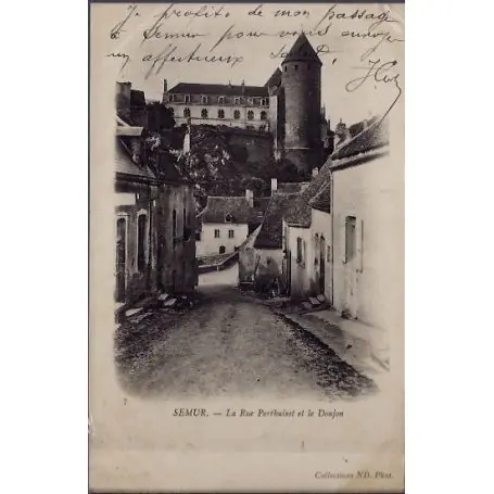 Livraison Express Carte postale 21 - Semur - La rue Pertbuisot et le Donjon - Voyage - Dos non divise...