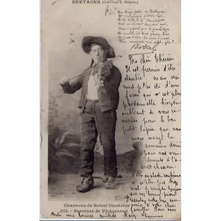 Carte postale 22 - Bretagne - un homme et son violon -Voyage - Dos non divise Meilleur Prix