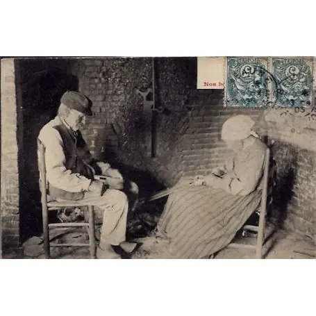 Promotion Carte postale 22 - deux vieux paysan assis -Voyage - Dos divise