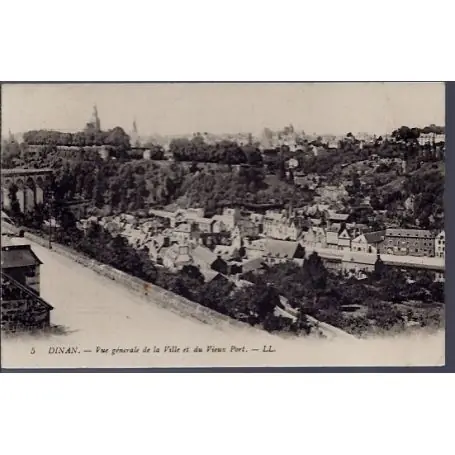 Carte postale 22 - Dinan - Vue generale de la ville et du vieux port - Voyage - Dos divise... Affaire À Saisir