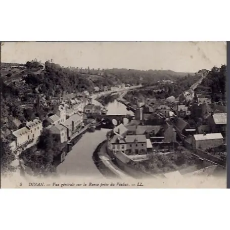 Carte postale 22 - Dinan - Vue generale sur la Rance prise du Viaduc - Voyage - Dos divise... Certifié