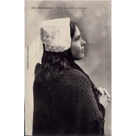 Certifié Carte postale 22 - Ouessantine - Etude des coiffes de Bretagne - Non voyage - Dos divise