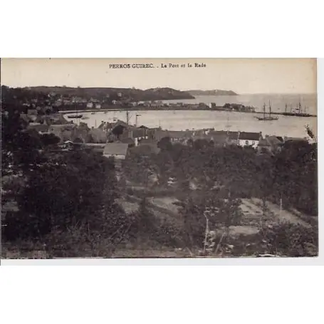 Carte postale 22 - Perros Guirec - Le port et la rade - Non voyage - Dos divise Remise
