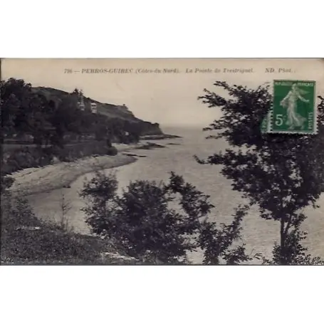 Carte postale 22 - Perros-Guirec - la pointe de Trestrignel - Voyage - Dos divise... Livraison Gratuite