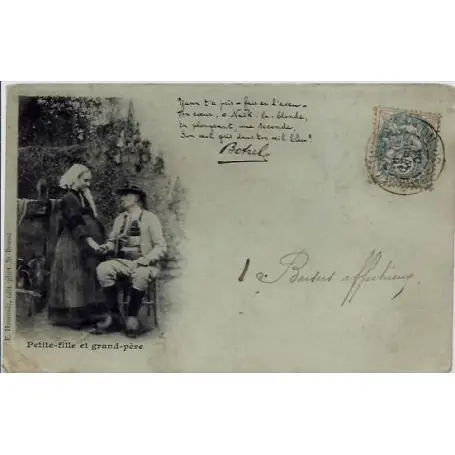 Certifié Carte postale 22 - Petite fille et grand pere - Voyage - Dos non divise