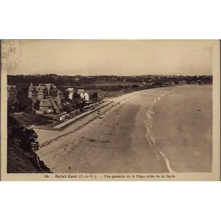 Marque Carte postale 22 - Saint-Cast - Vue generale de la plage prise de la garde - Voyage - Dos ...