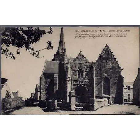 Carte postale 22 - Tregaste l- eglise de la clarte- Voyage - Dos divise... Fait Main