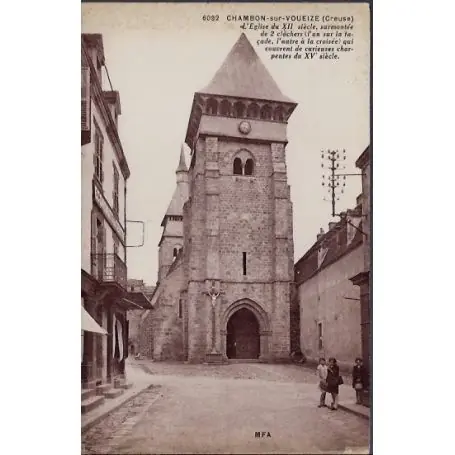 Carte postale 23 - Chambon-sur-Voueize - l 'eglise du XIIeme siecle, surmontee de 2 cloch... Prix Réduit