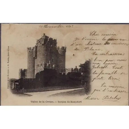 Carte postale 23 - Vallee de la Creuse - Donjon de Romefort - Voyage - Dos non divise... Exclusif