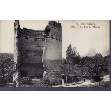 Carte postale 24 - Perigueux - Tour et jardins de Vesone - Non voyage - Dos divise... Certifié