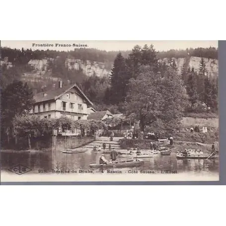 Carte postale 25 - Bassin du Doubs - Cote suisse - L'hotel Nouvel Arrivage