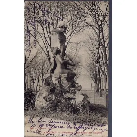 Carte postale 26 - Valence - Monument Louis Gallet - Voyage - Dos divise... Marque