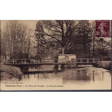 En Vogue Carte postale 27 - Charleval - Les rives de l' Andelle - Le pont des jardins - Voyage - D...