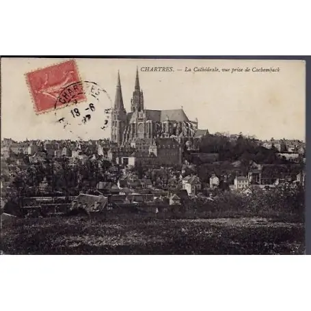 Carte postale 28 - Chartres - La Cathedrale, vue prise de Cachemback - Voyage - Dos divis... Meilleur Prix