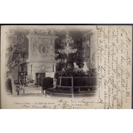 Carte postale 28 - Chateau d' Anet - La salle des Gardes - Voyage - Dos non divise... Expédition Rapide