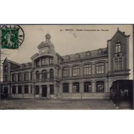 Carte postale 28 - Dreux - Ecoles Communales des Garcons - Voyage - Dos divise... Fait Main