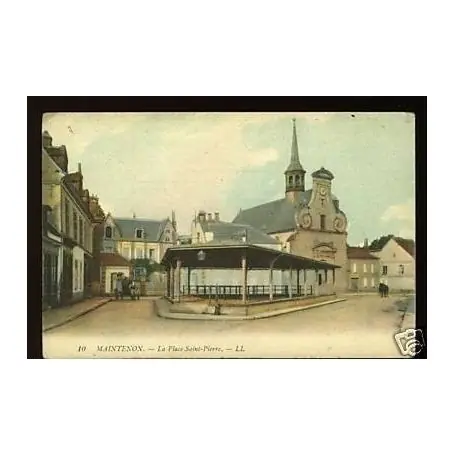 Fait Main Carte postale 28 - Maintenon - La place Saint-Pierre