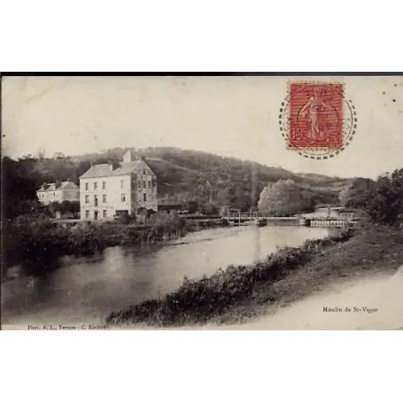 Carte postale 28 - Moulin de St-Vigor - Voyage - Dos divise... Promotion Saisonnière