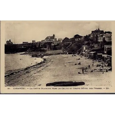 Carte postale 29 - Carantec - La greve Blanche vers le Celtic et Grand Hotel des phares -... Meilleure Qualité