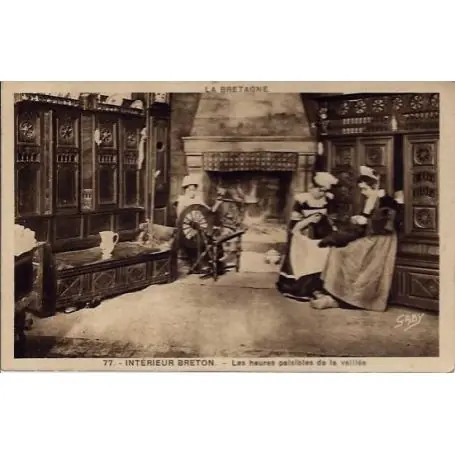 Populaire Carte postale 29 - La bretagne - Interieur breton - Les heures paisibles de la veillee - Voy
