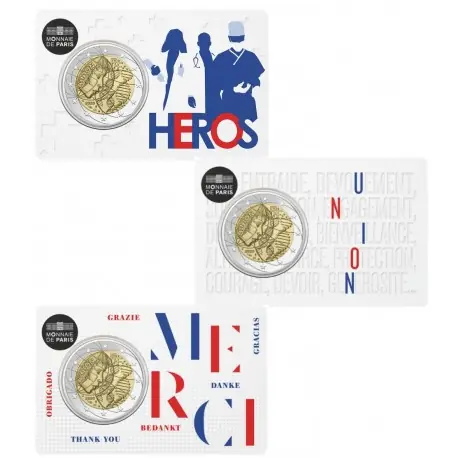 2 euro commémorative - France - 2020 - La recherche médicale - 3 coincards Acheter En Ligne